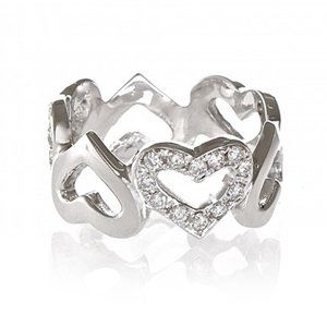 0.60 Carat Interlocking Hearts Diamond Ring